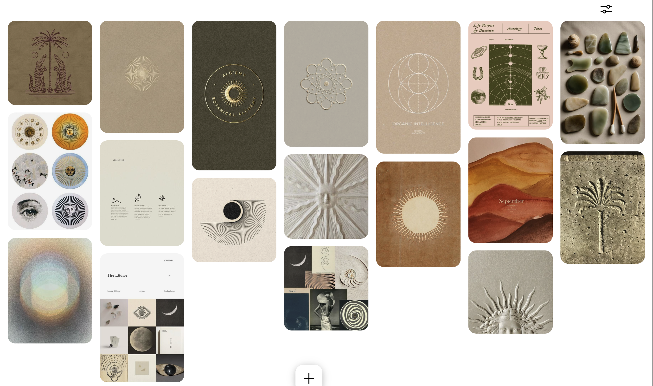 Pinterest mood board — textures, embossing, earth tones